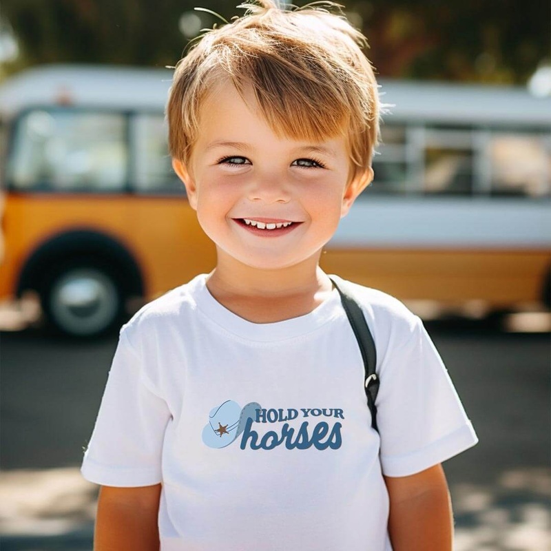 Hold Your Horses Kids Graphic Tee | White