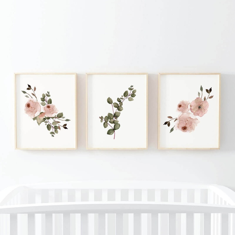 Millie’s Dusty Rose Garden Bundled Digital Nursery Wall Art