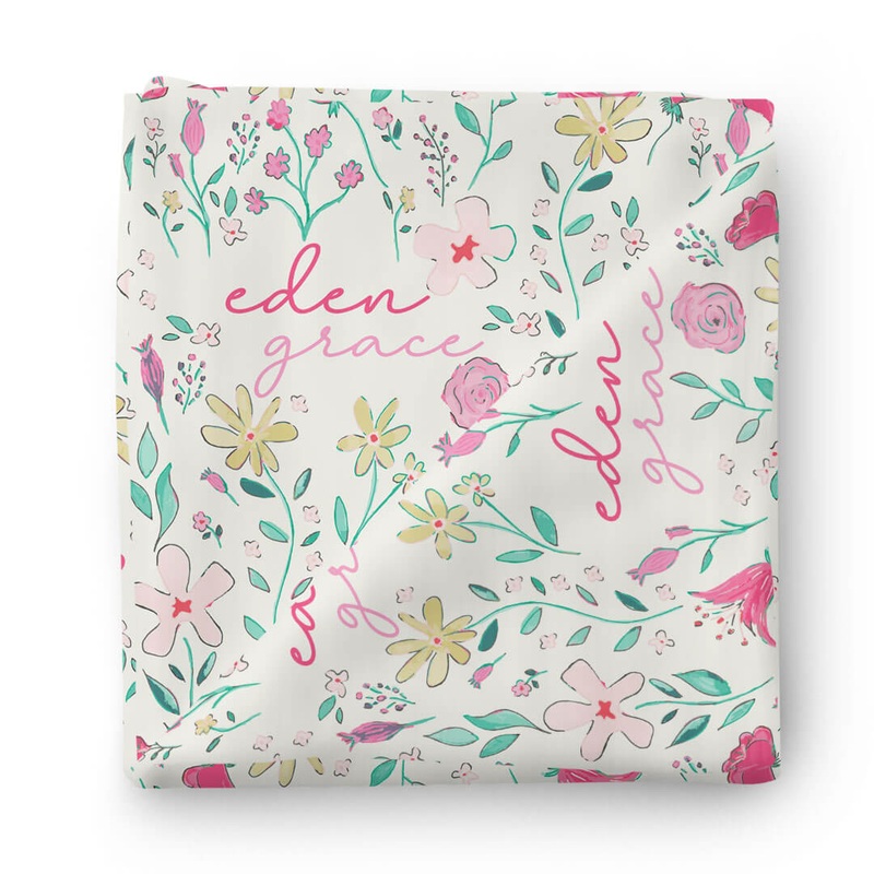 Paris Petals Personalized Swaddle Blanket