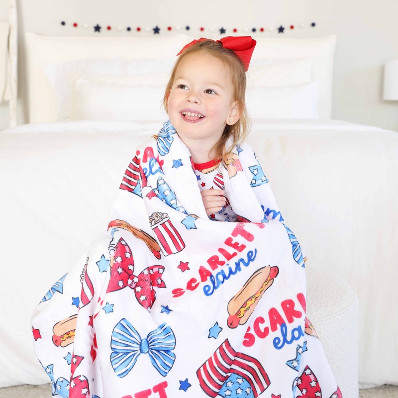 Party in the USA Personalized Kids Blanket | Bows