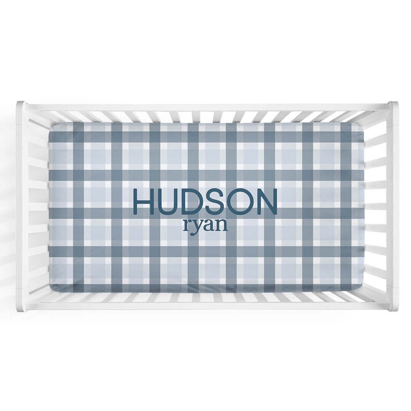 Paxton’s Plaid Personalized Crib Sheet