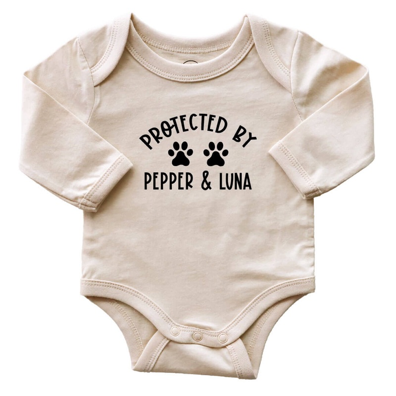 Personalized Protected By Long Sleeve Graphic Bodysuit | Natural
