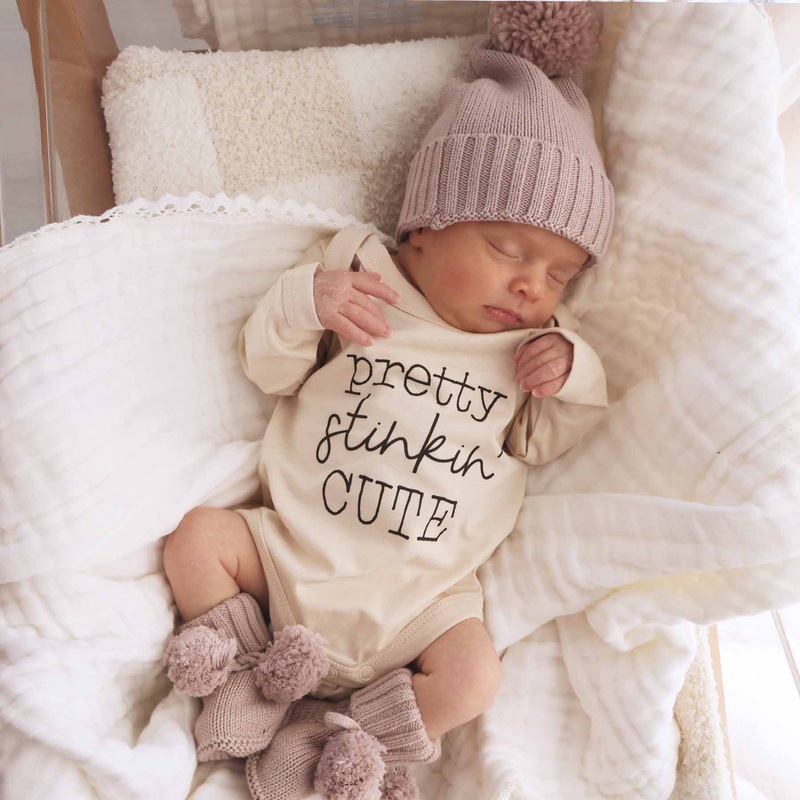 Pretty Stinkin’ Cute Long Sleeve Graphic Bodysuit | Natural