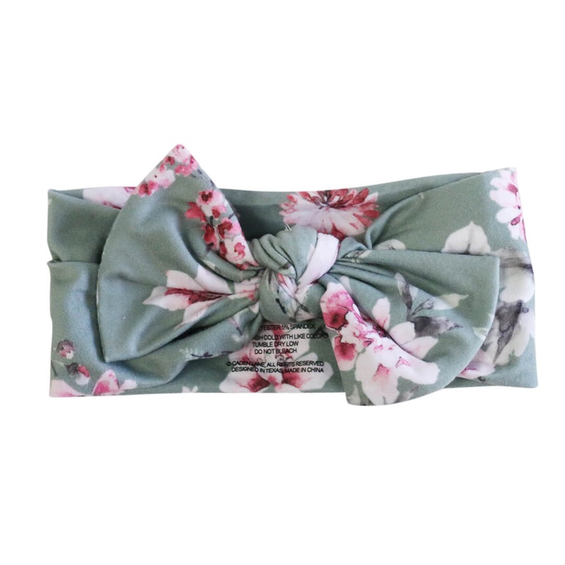 Saylor’s Sage Floral Knit Large Bow Headwrap