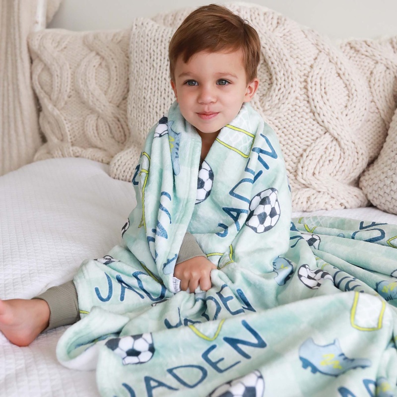 Soccer Star Personalized Kids Blanket | Green