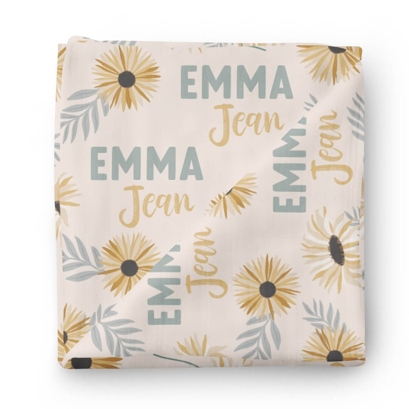 Sunday’s Daisy Personalized Baby Name Swaddle Blanket