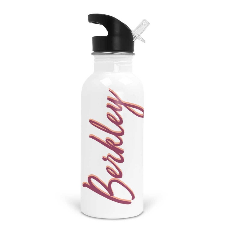 Wine & Peach Script Personalized Kids Water Bottle