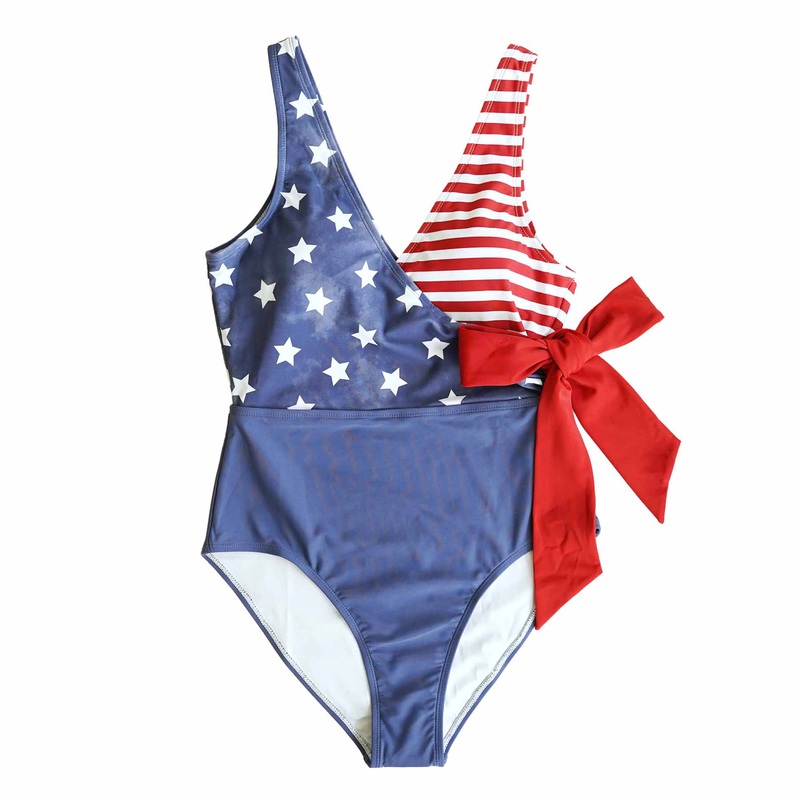 Women’s Criss-Cross One-Piece Swimsuit | Patriotic Summer