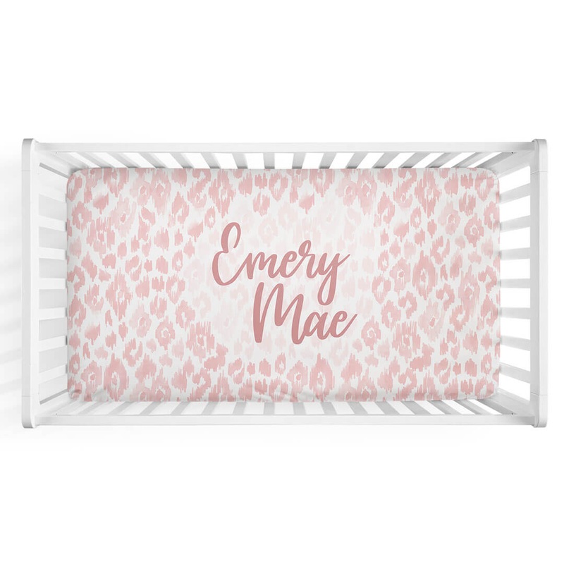 Blush Leopard Personalized Crib Sheet