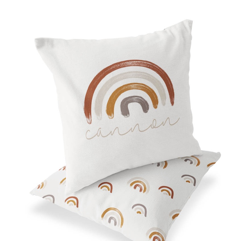Cannon’s Earthy Rainbow Personalized Name Throw Pillow
