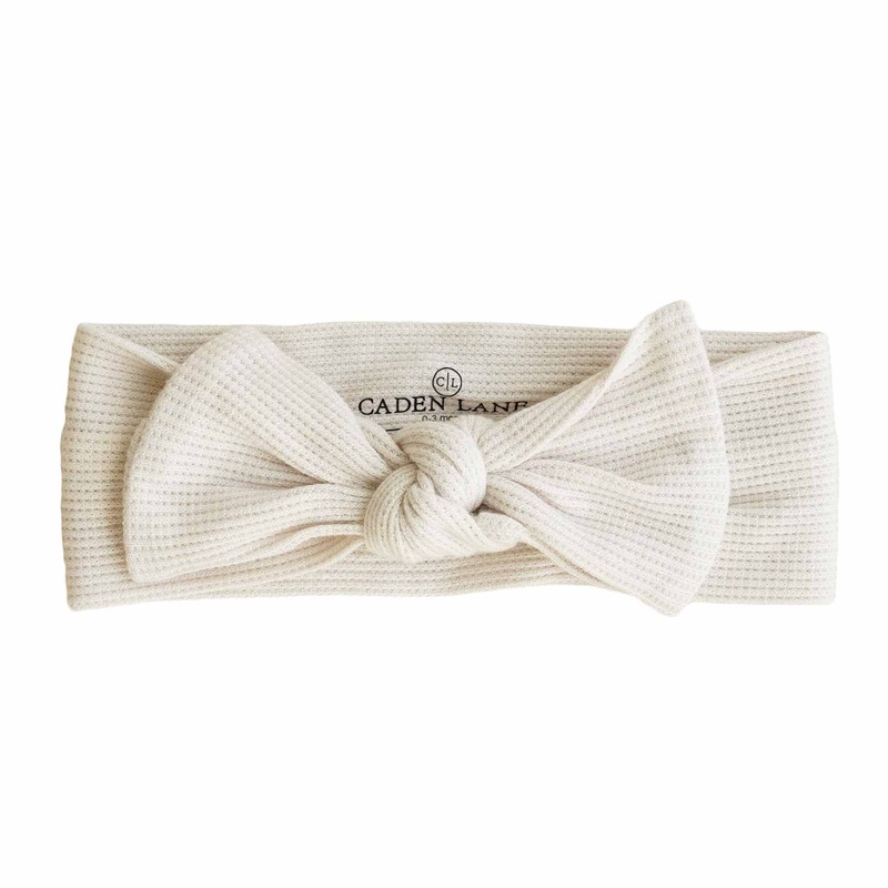 Eggshell Bamboo Waffle Knit Large Bow Headwrap