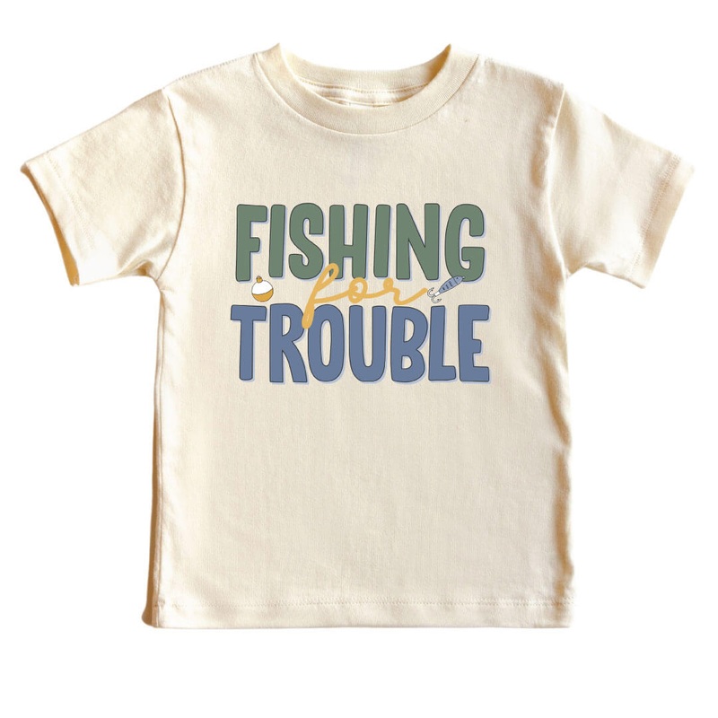 Fishing For Trouble Kids Graphic Tee | Natural