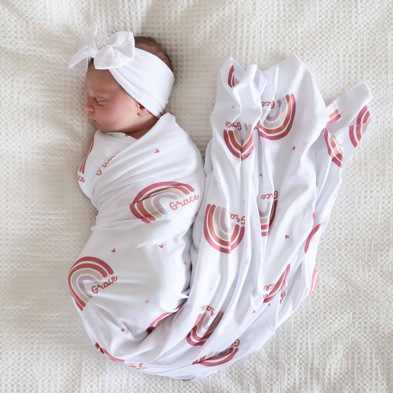 Girlie Rainbow Personalized Baby Name Swaddle