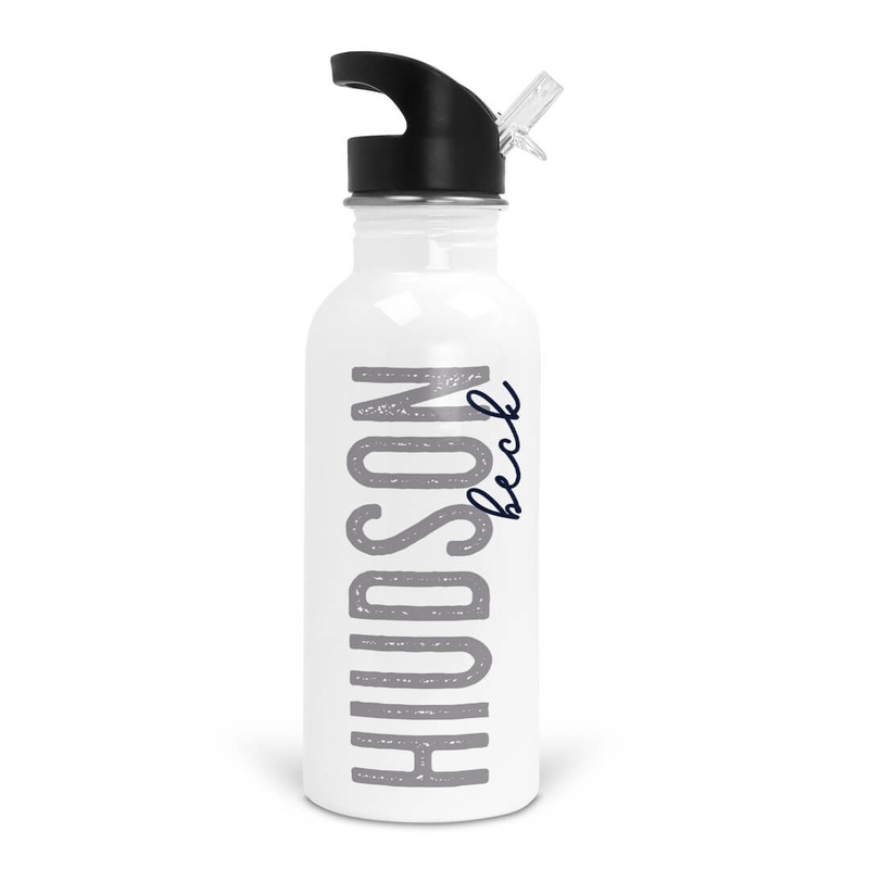 Gray Ombre Personalized Kids Water Bottle
