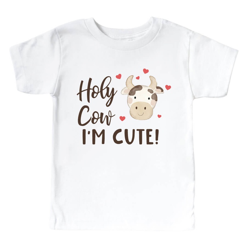 Holy Cow I’m Cute Kids Graphic Tee | White