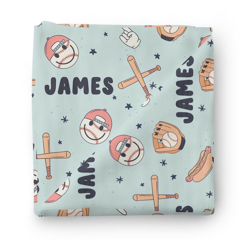 Home Run Personalized Swaddle Blanket