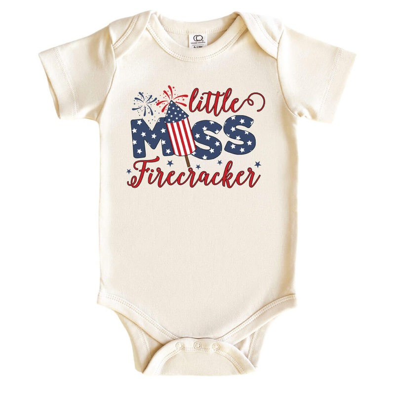 Little Miss Firecracker Graphic Bodysuit | Natural