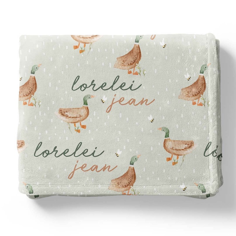 Lucky Ducky Personalized Kids Blanket