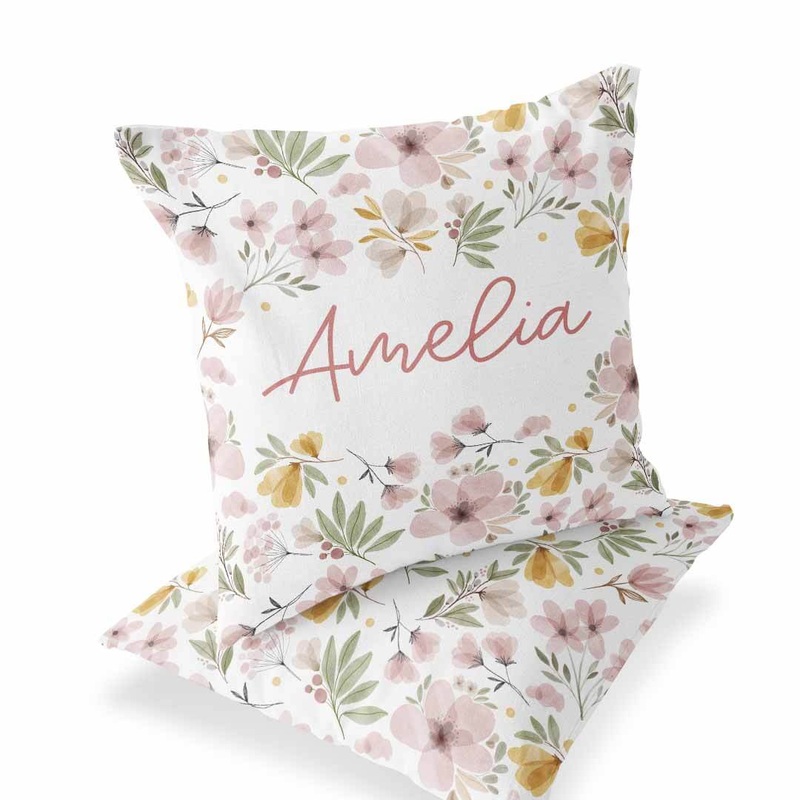 Maeve’s Mauve & Mustard Floral Personalized Pillow