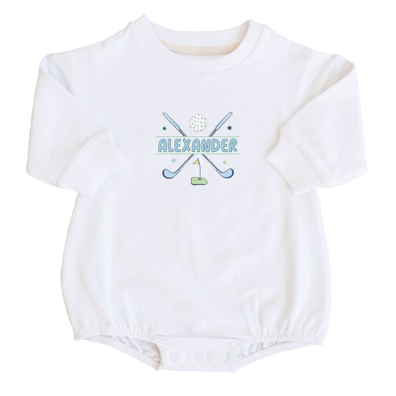 Personalized Country Club Cuties Graphic Sweatshirt Bubble Romper | White