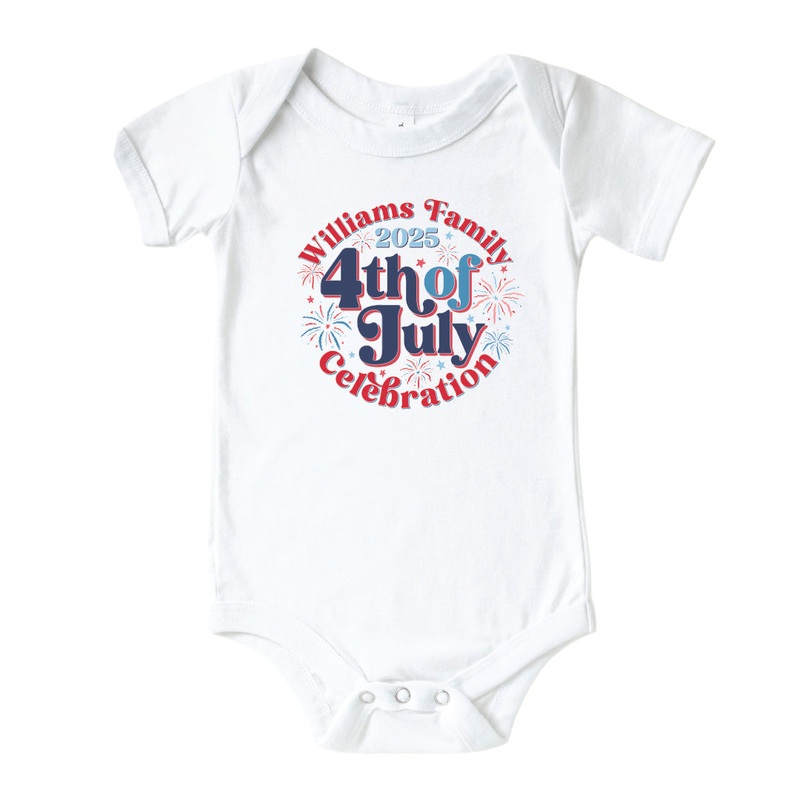 Personalized Family Celebration Graphic Bodysuit | White