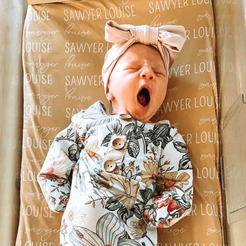 Personalized Mustard Baby Name Swaddle Blanket – Block & Script