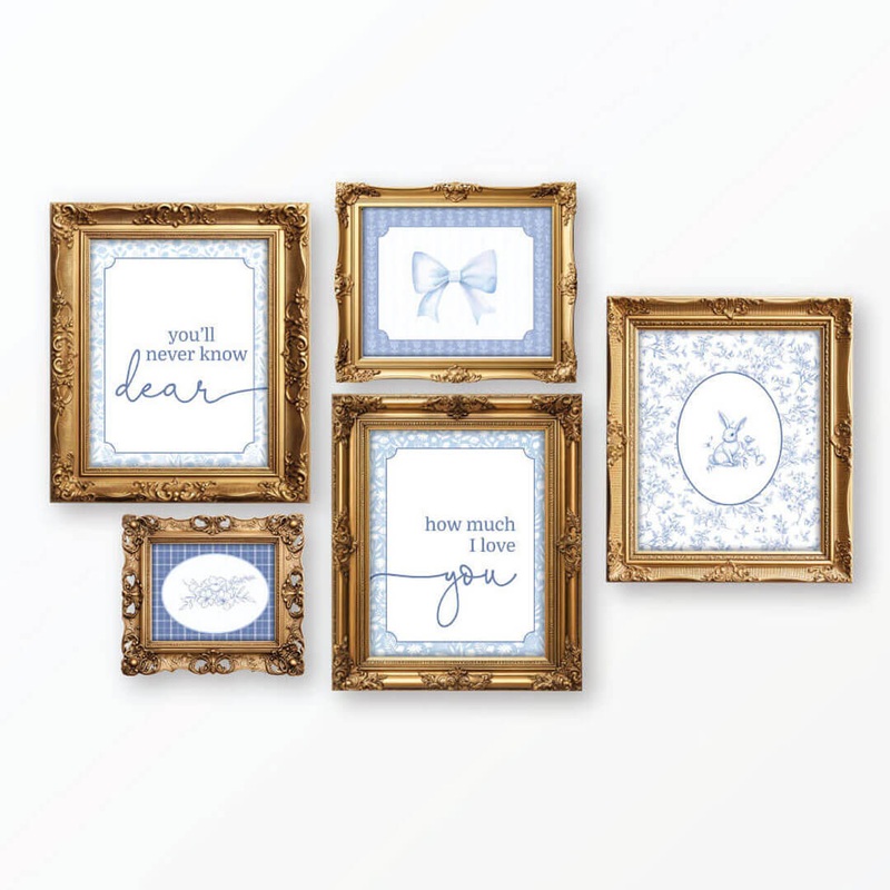 Pretty in Blue Bundled Digital Nursery Wall Art