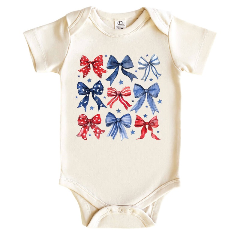 Red, White, & Bows Graphic Bodysuit | Natural