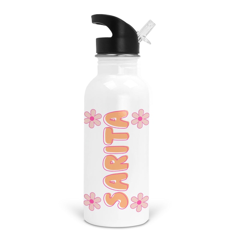 Retro Daisy Personalized Kids Water Bottle