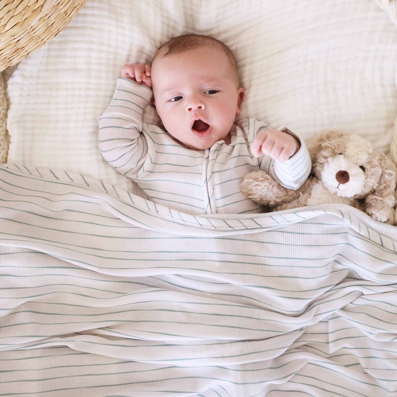 Sage’s Stripes Bamboo Waffle Oversized Swaddle Blanket