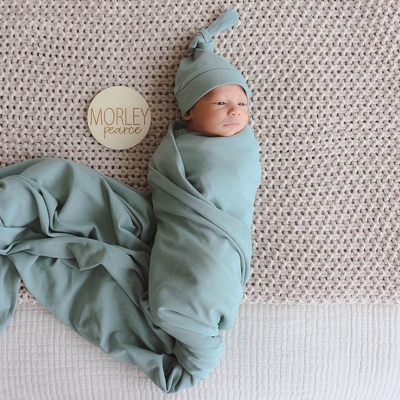 Sea Salt Ribbed Bamboo Knit Swaddle