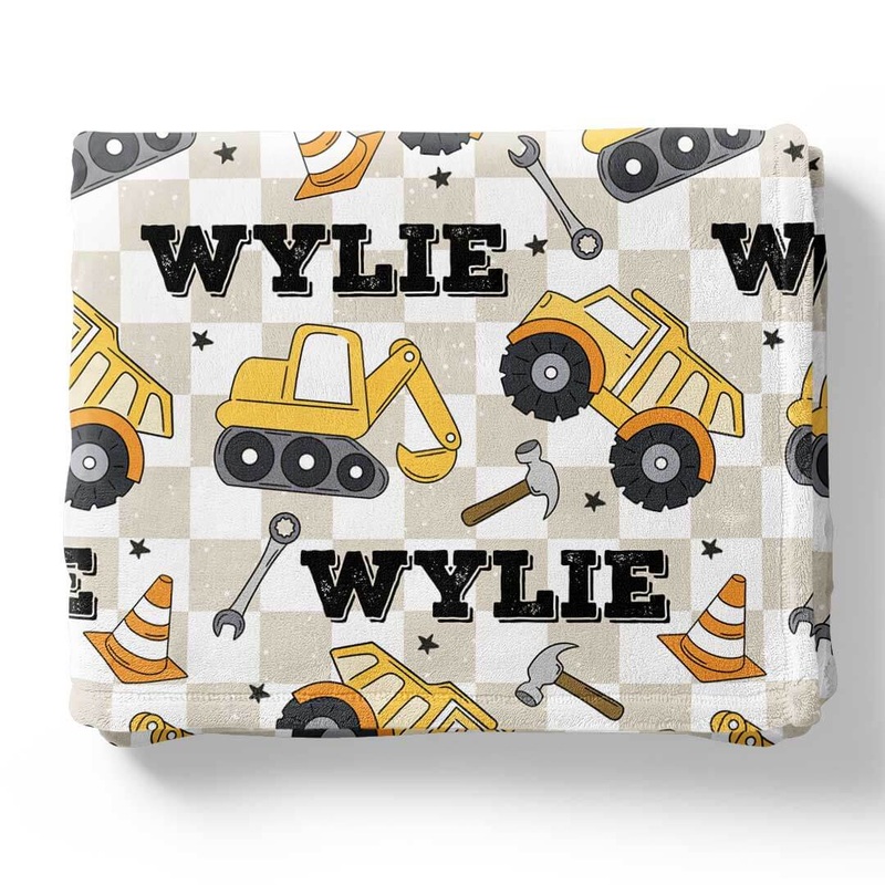 Under Construction Personalized Kids Blanket