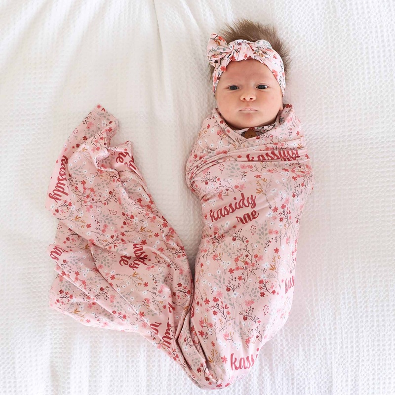 Autumn Blooms Personalized Swaddle Blanket