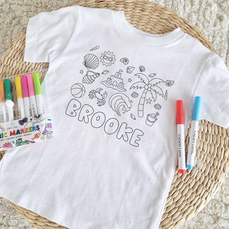 Beach Bash Colorable Personalized Kids Graphic Tee | White