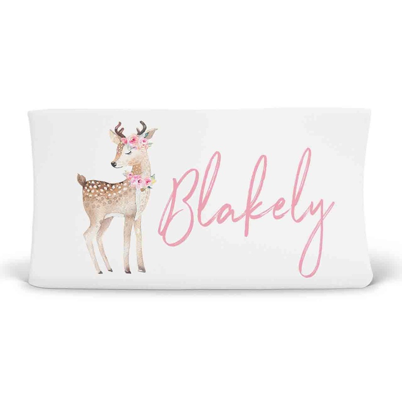 Blakely’s Woodland Deer Personalized Changing Pad Cover