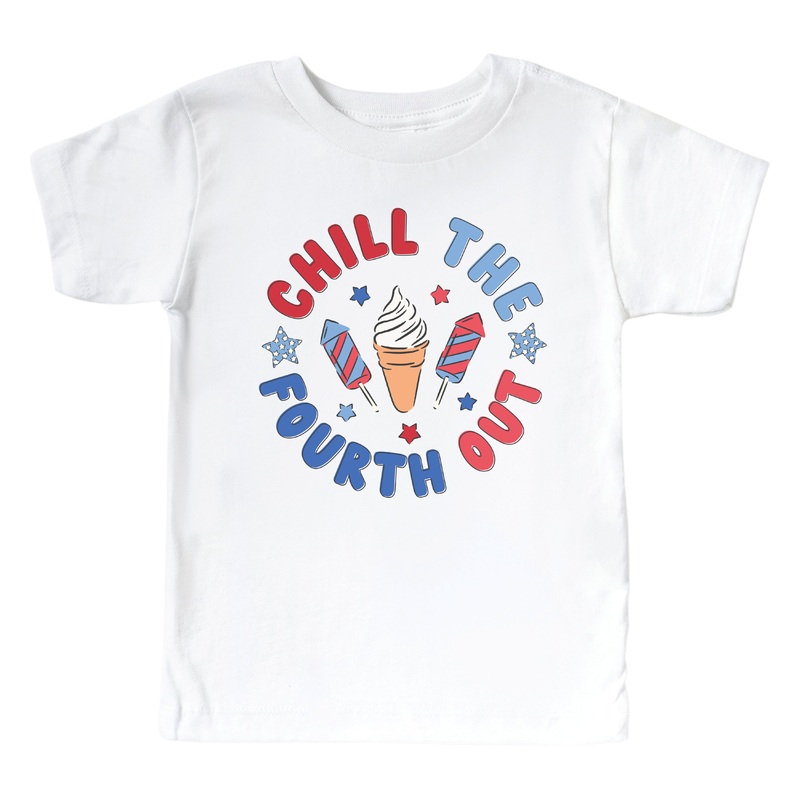 Chill The Fourth Out Kids Graphic Tee | White