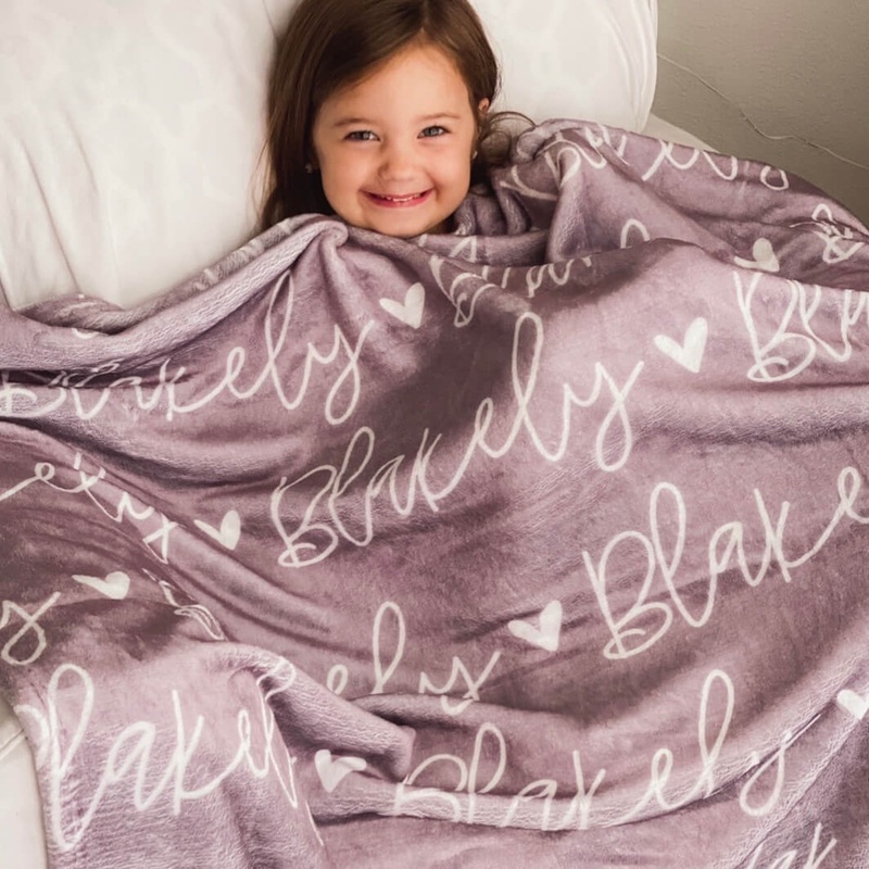 Custom Solid Color w/ Hearts Personalized Blanket | Dusty Purple