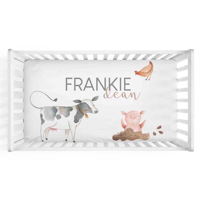 Frankie’s Farm Party Personalized Crib Sheet