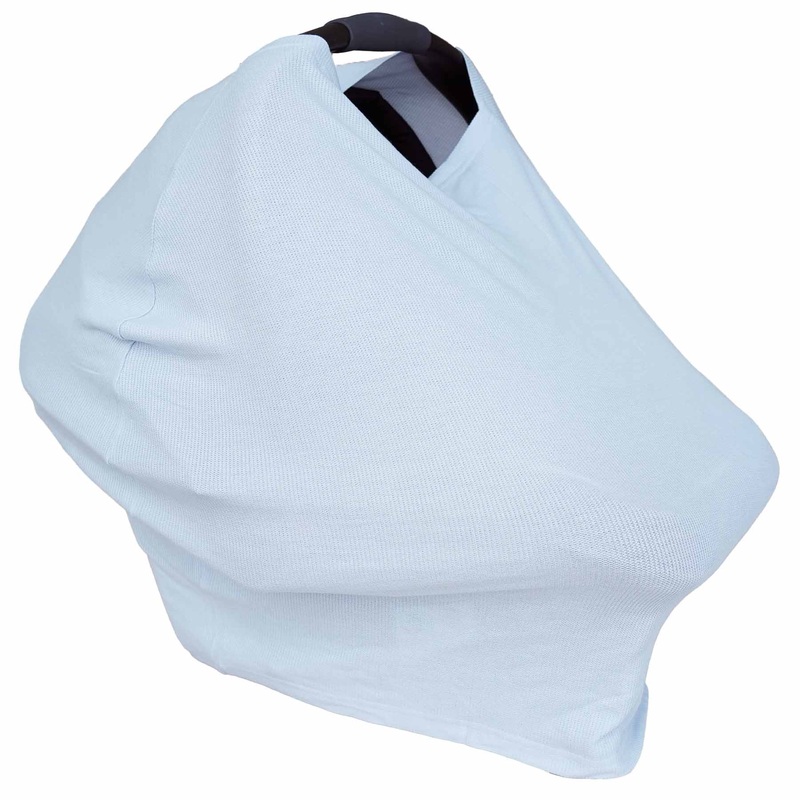 Ice Blue Bamboo Waffle Multi-Use Stretchy Car Seat & Nursing Cover