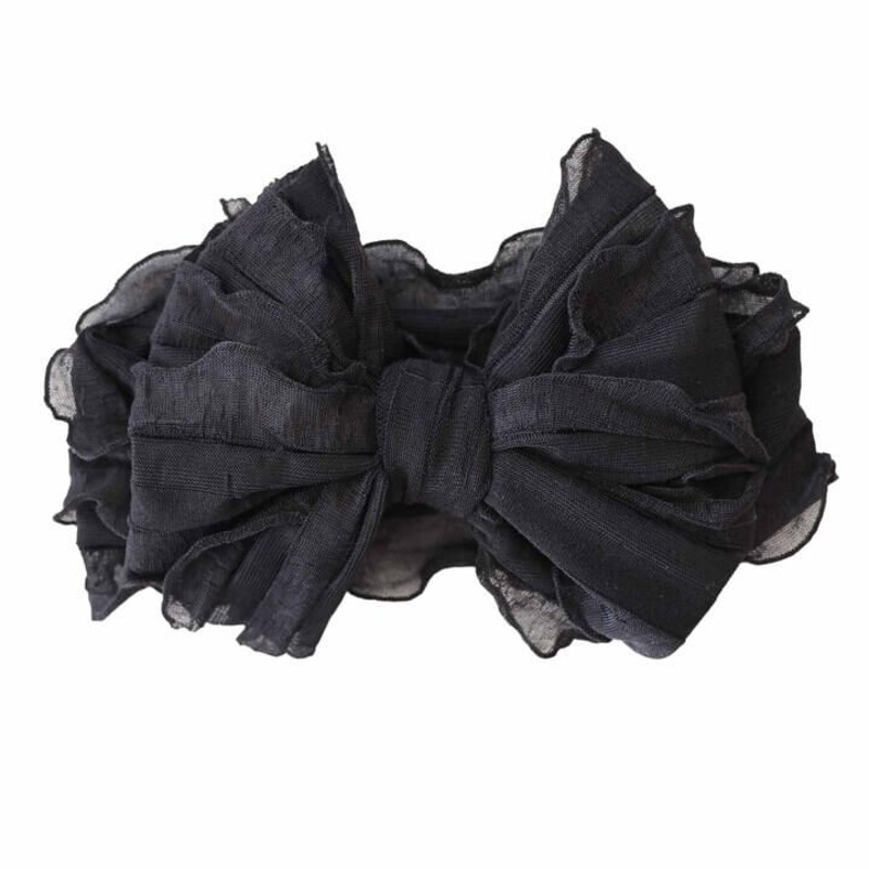 Large Ruffle Knit Bow | Black