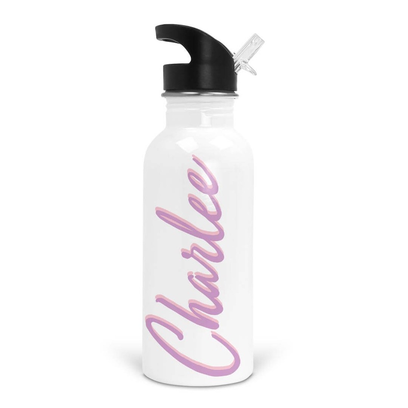 Lilac & Ballet Script Personalized Kids Water Bottle