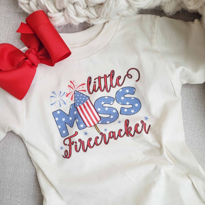 Little Miss Firecracker Kids Graphic Tee | Natural