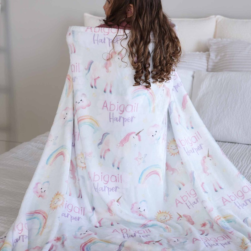 Magical Unicorns Personalized Kids Blanket