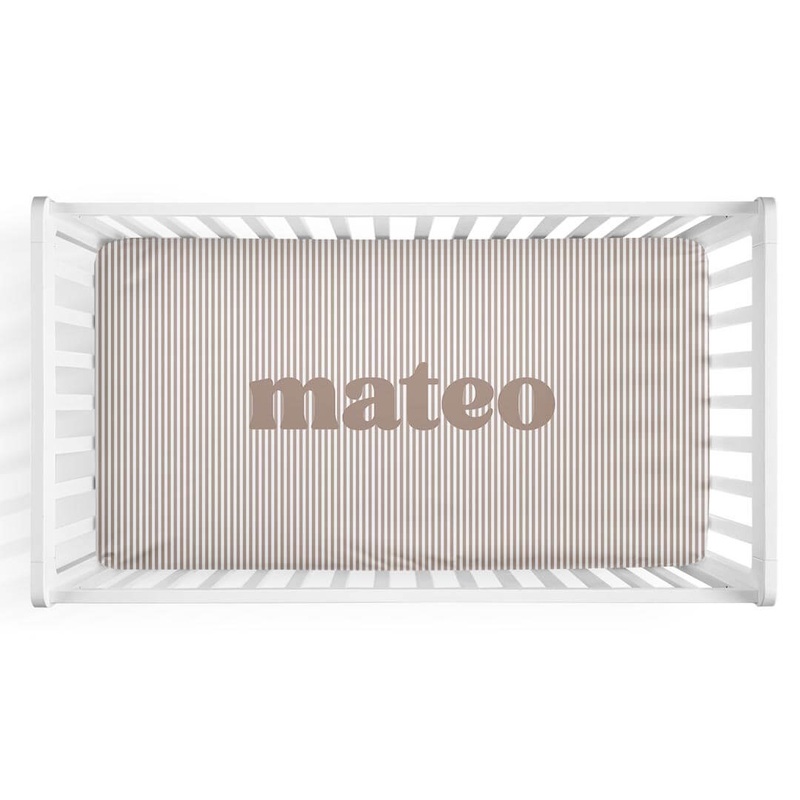 Mocha Stripes Personalized Crib Sheet