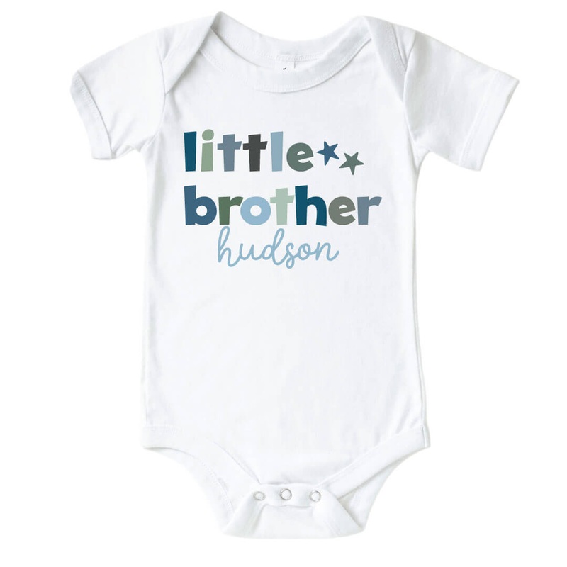 Personalized Little Sibling Graphic Bodysuit | White