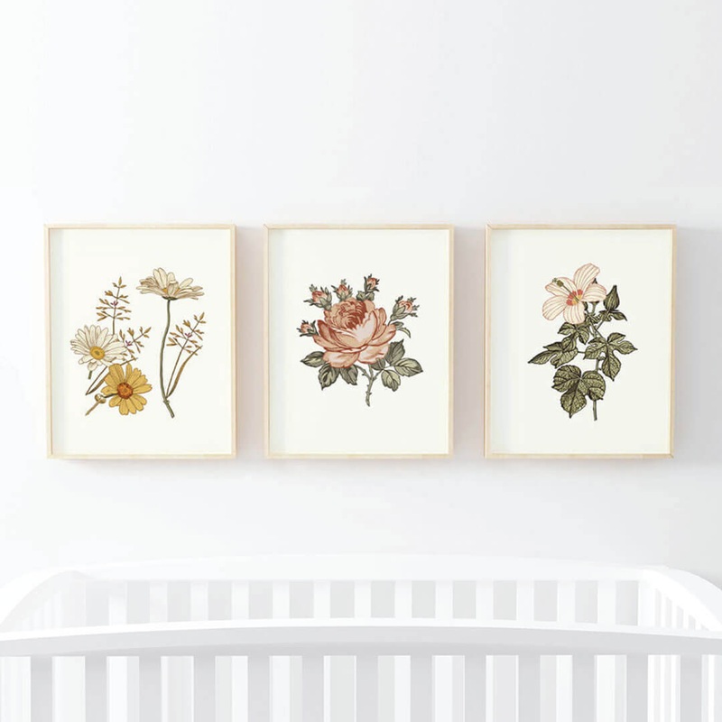 Peyton’s Vintage Floral Bundled Nursery Wall Art