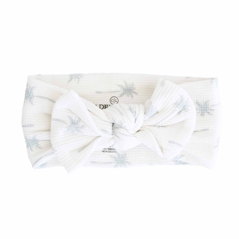 Preppy Palms Bamboo Waffle Knit Large Bow Headwrap
