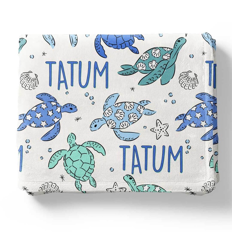 Sea Turtle Splash Personalized Kids Blanket
