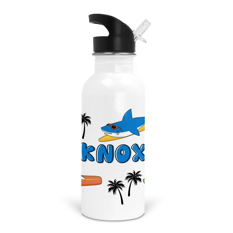 Surfin’ Sharks Personalized Kids Water Bottle