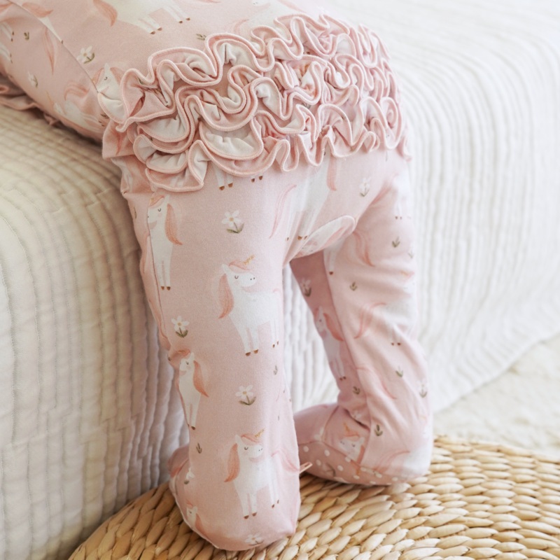 Sweet Unicorn Ruffle Zipper Footie